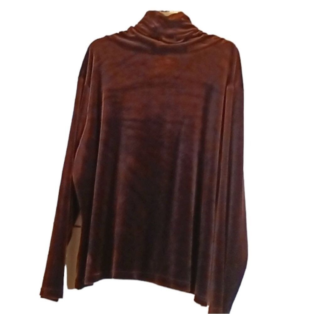 Vintage Chocolate Brown Velvet Long Sleeve Cowl Neck Tunic sz 3X